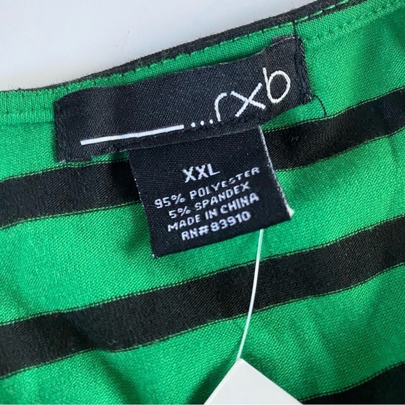 NWT Womens RXB Green and Black Striped V-Neck Long Sleeve Shirt Blouse Size XXL - Picture 2 of 5